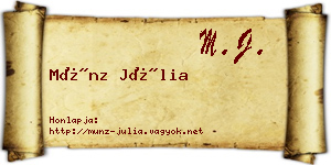Münz Júlia névjegykártya